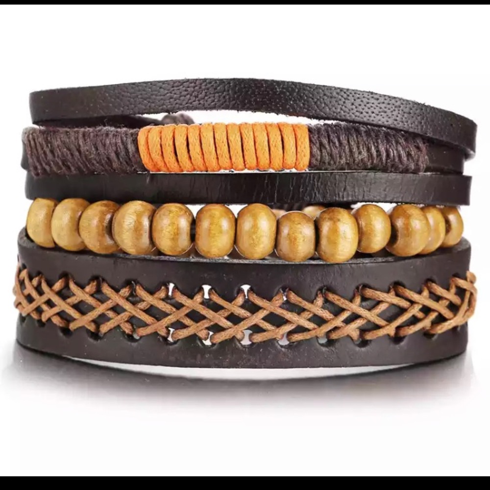 Pentagram Multiple Layers Leather Bracelets - image 3
